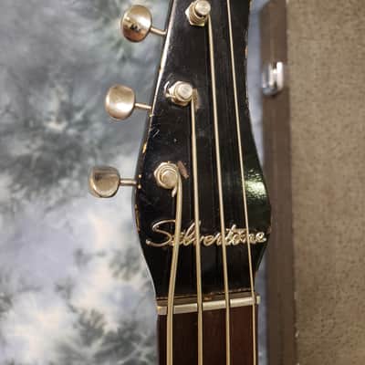 1964 Danelectro Made Silvertone Model 1444 U1 Black Short Scale Bass Guitar Orig Hard Shell Case image 8