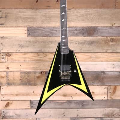 ESP Alexi Laiho Arrowhead SE 20th Anniversary Electric Guitar Black w/Yellow Pinstripe & Case image 4