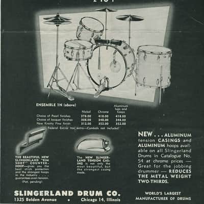 Slingerland 22/13/16/5.5x14" Radio King Drum Set - 1950's Blue Sparkle image 25