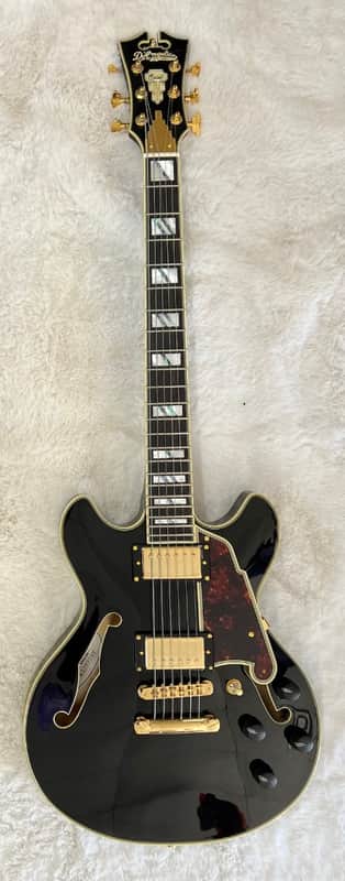 D'Angelico Excel Mini DC Semi-Hollow Body Electric Guitar Black, DAEMINIDCSBKGS image 1