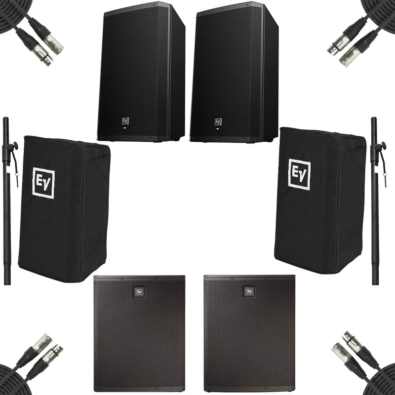 Electro-Voice ELX118P Powered Subwoofer Pair w/  ZLX-12P Loudspeaker Pair, Poles, Covers & Cables image 1