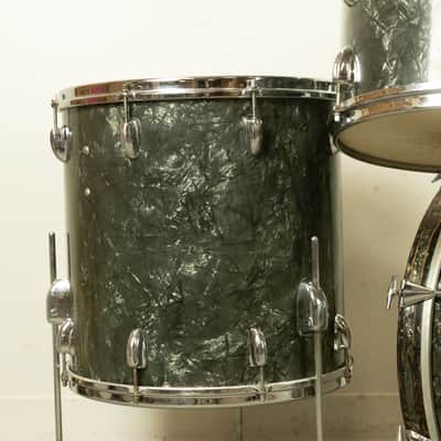 1962 Slingerland Black Diamond Pearl "Double Rail" Drum Set image 5