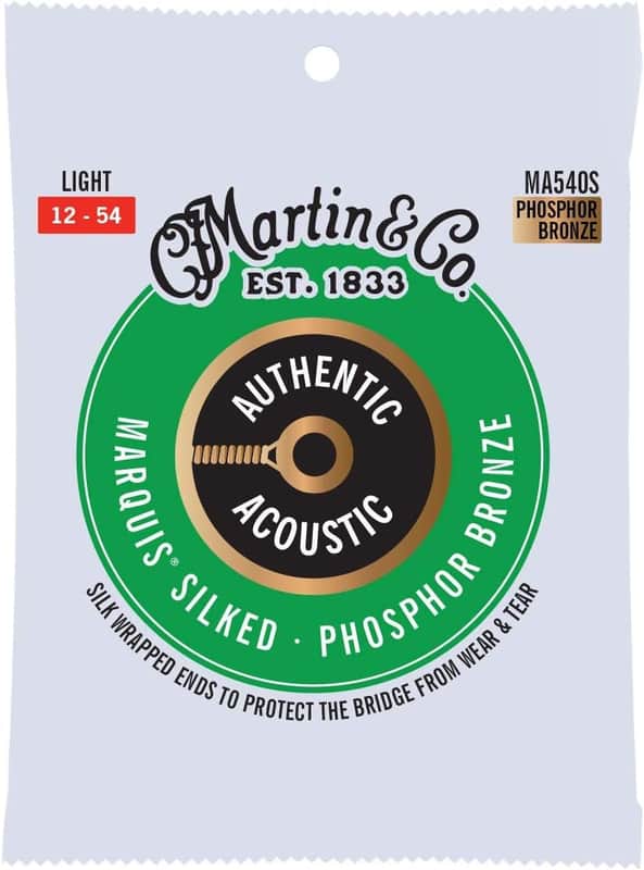 Martin Authentic Acoustic® Marquis® Silked Guitar Strings – Phosphor Bronze, Light Gauge | Warm, Balanced Tone with Bridge Protection | Silk-Wrapped Ball Ends image 1