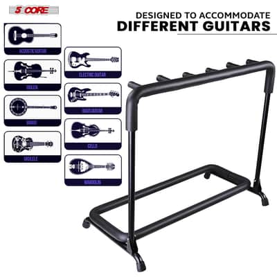 5 Core Multi Guitar Rack Stand Floor 5 Slot Adjustable Flying V Guitars Holder image 7