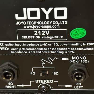 Joyo 212V Cabinet 2x12”  Celestion Vintage 30 Stereo 8 Ohms+ 8 Ohms  Mono 4/16 Ohms image 9