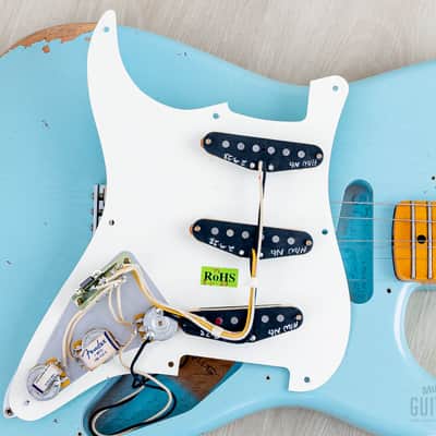 2023 Fender Custom Shop Limited Edition 1957 Stratocaster Relic Faded Daphne Blue w/ Case, COA, Tags image 19