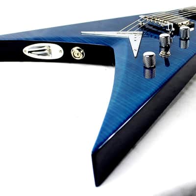 New! 2015 Dean Dave Mustaine VMNT Limited Edition Flying V Guitar - Trans Blue Flame Top! image 7
