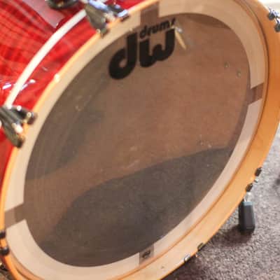 Used DW Collector's Maple Candy Apple Red over Redwood Stump Drum Set - 22,10,12,14,16,14sn image 13