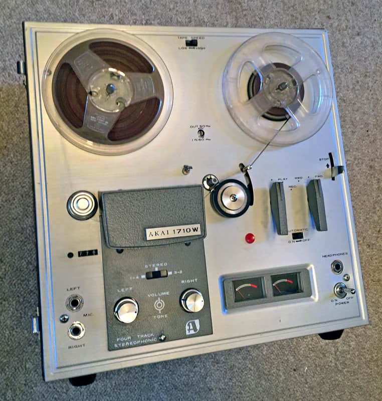 AKAI 1710W Reel-to-Reel Player 1/4" Open Reel Tube Amp Tape Recorder 4-Track Stereo 1960s Wood image 1