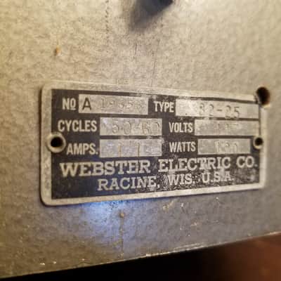 Webster Electric Rare Early Mono Tube PA Amp Mixer 1/4" phone inputs 25 Watt head 6L6 82-25 1950s - Hammered Grey metallic paint image 9