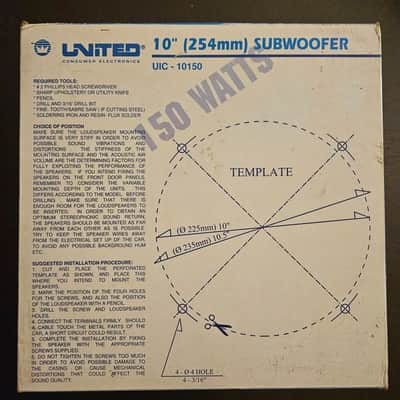 Vintage 10" Subwoofer 4-OHMs 150W NOS mid-1990s UIC-10150 image 4