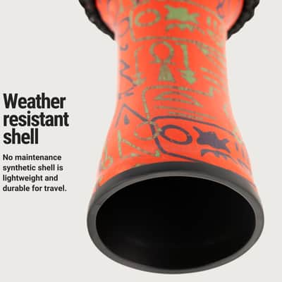 Meinl Percussion PADJ1-M-G 10" Travel Series Djembe, Synthetic Shell & Goat Head, Pharaoh's Script image 3