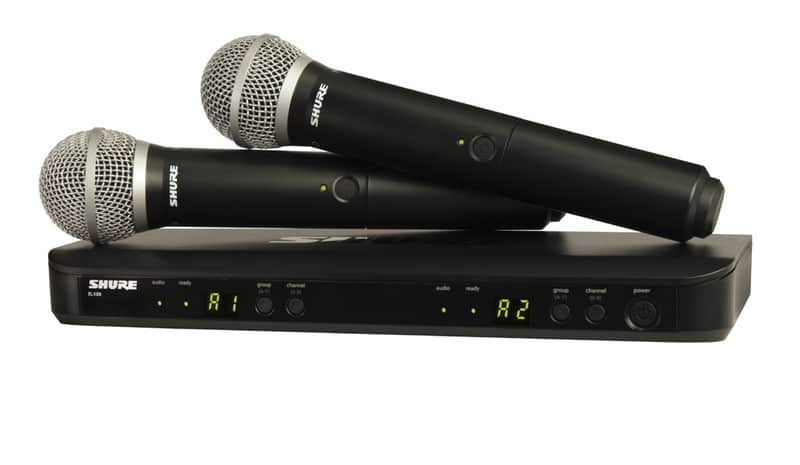 Shure BLX288/PG58-J11 Dual-Channel Wireless Vocal System with two PG58 Handheld Mics, J11 Band image 1