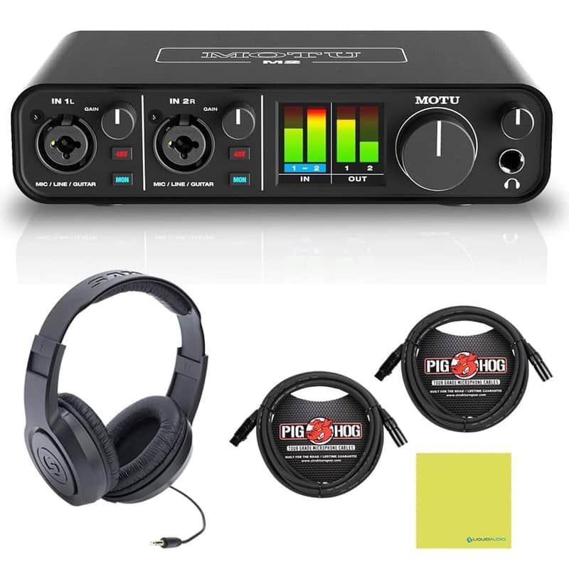 Mint MOTU M2 2x2 USB-C Audio Interface Bundle w/Samson SRH350 Over-Ear Stereo Head... image 1