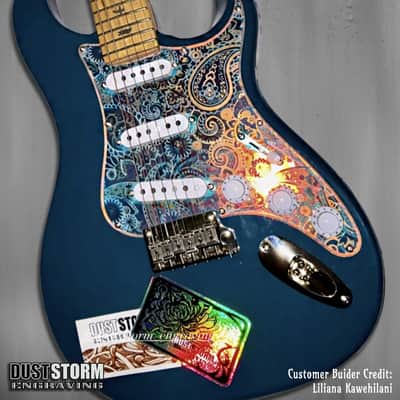 Paisley Pickguard Tremolo Cover Set Engraved Iridescent Rainbow Acrylic Mirror for PRS Silver Sky image 3