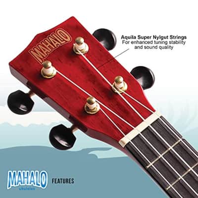 Mahalo, 4-String Ukulele, Transparent Wine Red, Concert (MH2TWR) image 5
