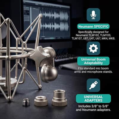 Microphone Shock Mount Mic Holder - Anti Vibration Spider Shockmount Compatible With Many Condenser Mics Like At2020 Mxl 770 Mxl 990 Samson G Track Pro Rode Procaster Nt1-A Neumann U87 Etc. image 7
