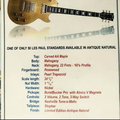 Gibson Lespaul Standard Natural Antique limited 50 only made 2003 image 21