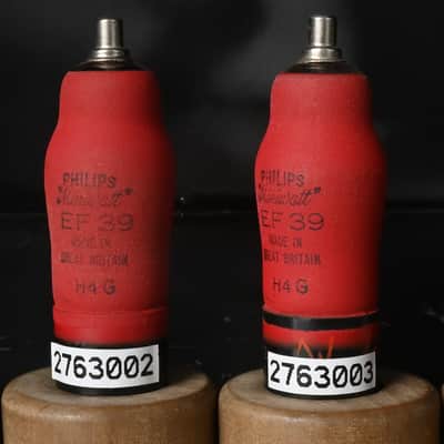 4x 1940's NOS Philips-Miniwatt EF39 Top Cap Pentode Red Coated Glass Made in Gt Britain Amplitrex Tested image 3