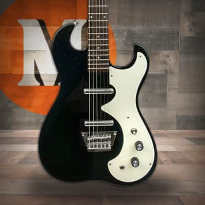 Silvertone Double Cut Bolt-on Alnico 6 Lipstick PU's - Black Silver Flake (1449BSF2) image 1