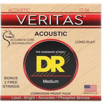 DR Strings VERITAS™ - Uncoated, Accurate Core Technology Acoustic Guitar Strings: Medium 13-56 image 2