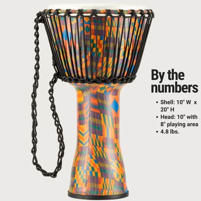 Meinl Percussion PADJ2-M-F 10" Travel Series Djembe, Synthetic Shell & Head, Kenyan Quilt image 6