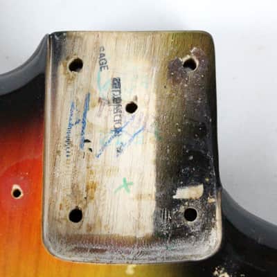 1977 Vintage Fender Mustang Ash BODY Factory Sunburst USA 1970s w/Original Neck Plate image 11