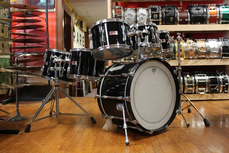 1980s Yamaha Recording Custom Outfit in Solid Black 14x22 8x10 8x12 9x13 10x14 12x15 image 1