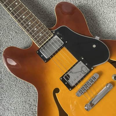 Tobacco Burst Xavier Semi Hollow Jazz Guitar, Maple Body and Neck, Rosewood Fingerboard image 5
