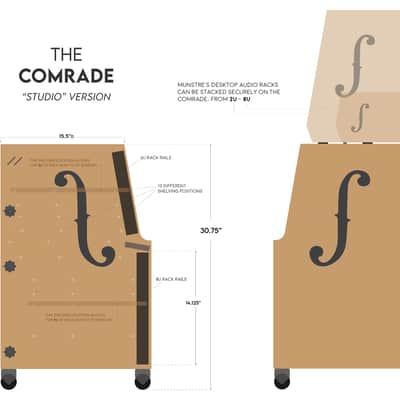 Munstre 14u COMRADE Sidecar - recording studio - angled workstation - rack gear - side car 10u 20u image 13