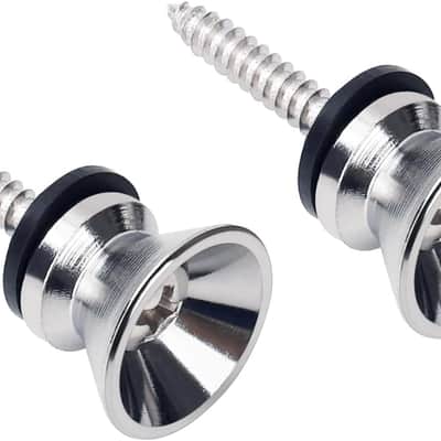 Guitar Strap Buttons Metal End Pins with Mounting Screws for Acoustic/Electric Strat Tele Guitars Pack of 2 Chrome image 6