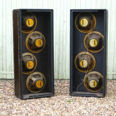 Marshall #1969 Pinstripe Cabinets with Two Matched Quads of Celestion G12M 20W T1221 Greenbacks 1967 image 2