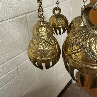 Dobani ELPB 5-Piece Elephant Bells on Holder, Solid Brass, Graduated from 1.5"-3" image 3
