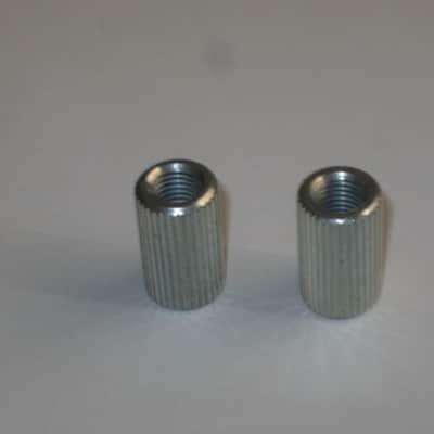 ONE pair of used (lightly relic'd) Gibson (API) Brushed Satin NICKEL finish STUDS (mounting pieces) and Silver finish ANCHORS (inserts) from 2014, for PTTP Brushed Satin NICKEL Finish Stop Bar Tailpiece (Stop Bar Tailpiece NOT included) image 9