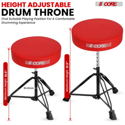 5 Core Drum Throne 3" Padded Drum Seat Height Adjustable Drumming Chair for Practice and Performance image 3