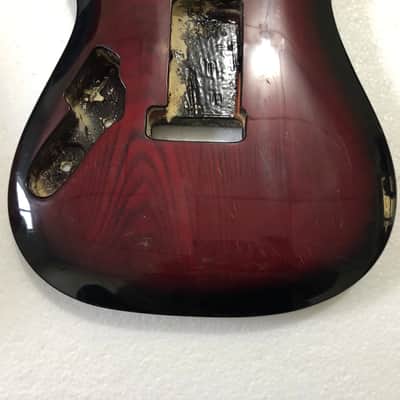 Red Burst HSH Double Cutaway Guitar Body image 4