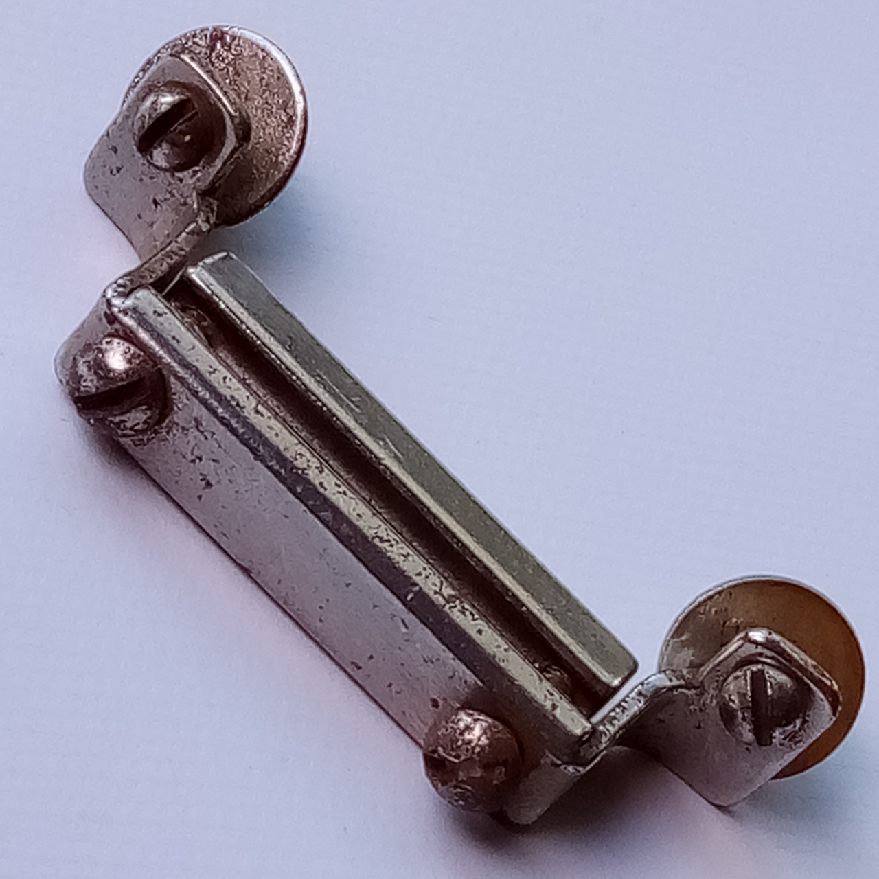 Ludwig 1 7/8" Snare Drum Butt Plate Nickel Plating Square Clamp Bar Vintage 30s — main photograph