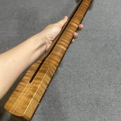 4 string20Fret Roasted Flame Maple 30inch short scale Bass Guitar Neck part image 5
