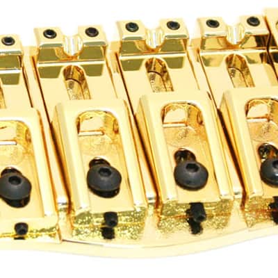 Hipshot 5T400G 4-String TransTone Flat Mount .750" Spacing Bass Bridge - GOLD image 3