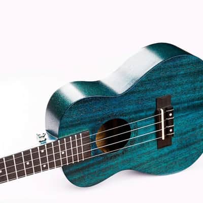 Gecko Ukuele Blue Green Iridescent Concert Starter Kit 23 Inch Mahogany Finish Professional Gecko Ukulele U23MBL 2023 - BlueGecko U23MBL 2023 - Blue Stain image 3