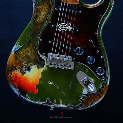 Fender Stratocaster Olive Green /Sunburst Heavy Aged Relic by East Gloves Customs image 7