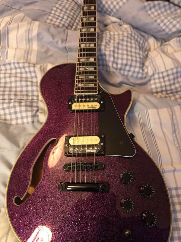 ESP LTD PS-1000 Xtone - Purple Sparkle Semi hollow single Cut with Wilkinson Humbucker guitar ec 1000 image 1