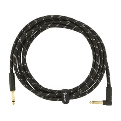 Fender Deluxe Series 10 foot Angled Instrument Cable, Black Tweed image 2