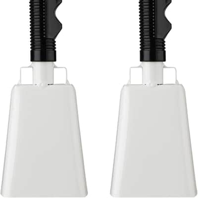 Cowbells 2pcs,Steel Cow Bell 8 inch with Handle,Cheering Hand Bell for Sports Events,Football Games,Party,Farm,Hand Chimes Percussion Musical Instruments. (8 inch, White) image 1