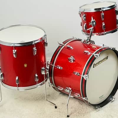 Ludwig 20/13/16" "Super Beat" Drum Set - Red Sparkle w/ COB Rims image 2