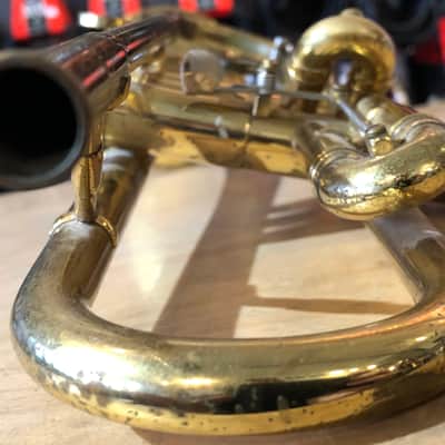 1958 F.E. Olds & Son Mendez Gold Lacquered Professional Bb Trumpet with Mouthpiece and Case image 9