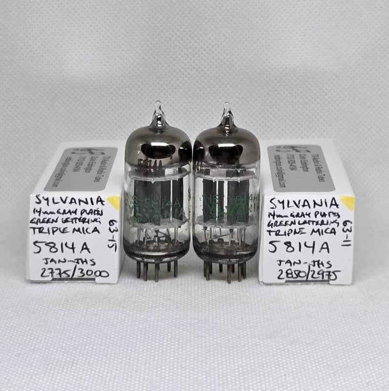 Sylvania JAN 5814A Triple Mica Gray Plate Well Matched (7.5%) Pair NOS ECC82 12AU7 12AU7A 5814 image 1