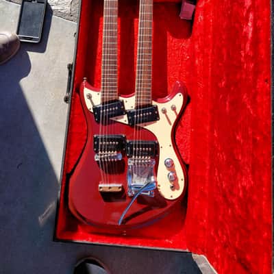 Mosrite Joe Maphis Double Neck Ohsc 1960s Dark Cherry Red image 1