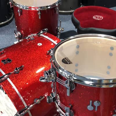 Sonor SQ2 Drum Kit Shell Pack Red Sparkle Lacquer 13/16/24 Vintage Maple Shells, Auth Dealer+Ship image 8