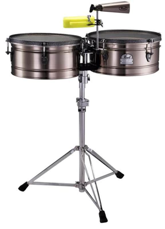 Pearl ETE-1415MQ Marc Quinones 14" & 15" Timbale Set with Stand image 1